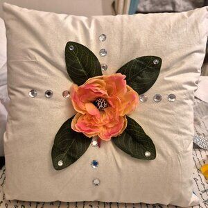 Handmade 16X16 Floral Throw Decorative Pillow.